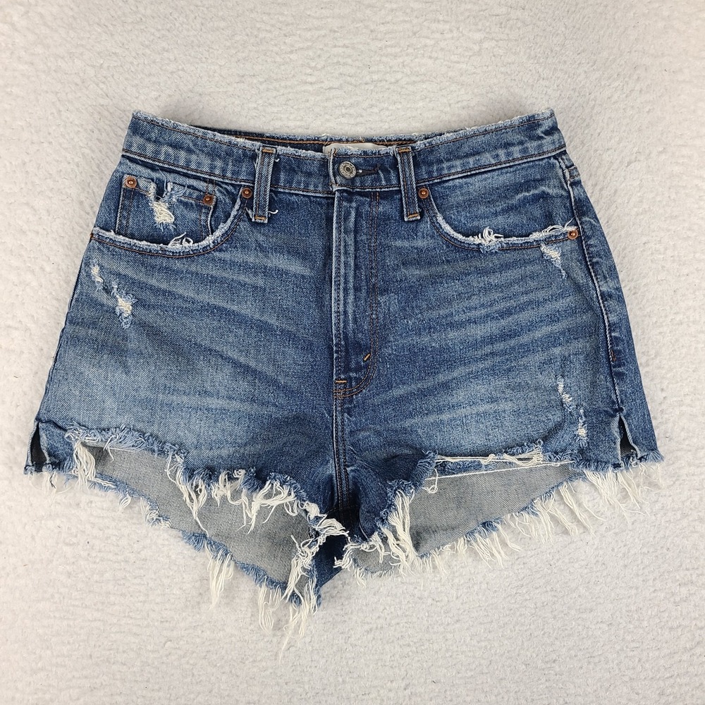 Abercrombie & Fitch Jean Shorts Womens 28/6 High Rise Mom 2.5" Inseam Blue Denim
